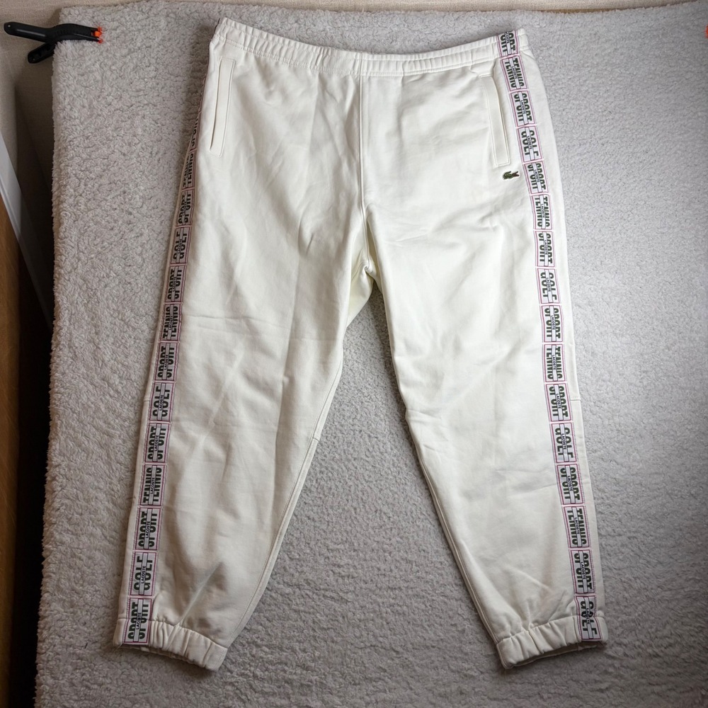NEW Lacoste Golf Le Fleur White Relaxed Fit Sweatpants XH2102 4XL Mens Joggers